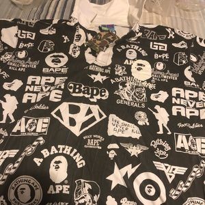 Bathing Ape Black Newspaper Collar Shirt